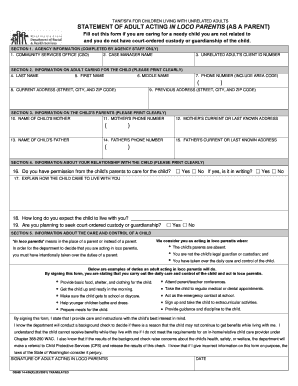 In Loco Parentis Affidavit  Form