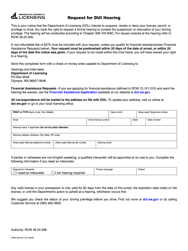  Wa Dol Hearing Dui Indigent  Form 2012