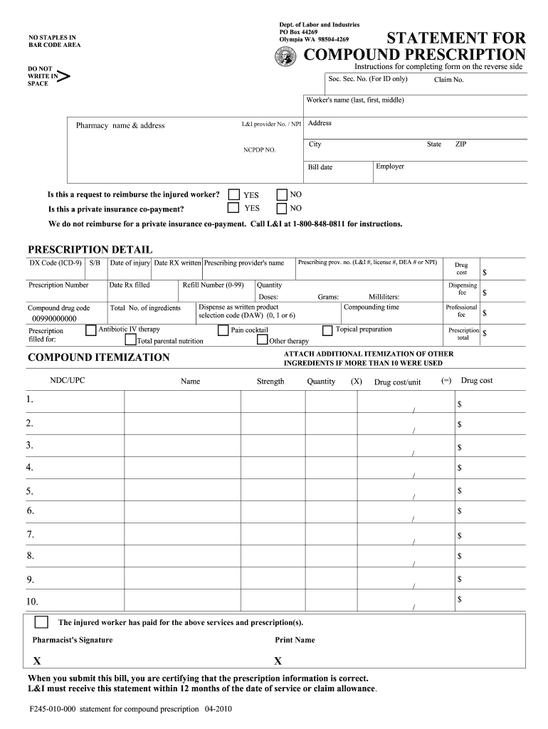  Cvs Caremark Compound Prescription Form Template 2010