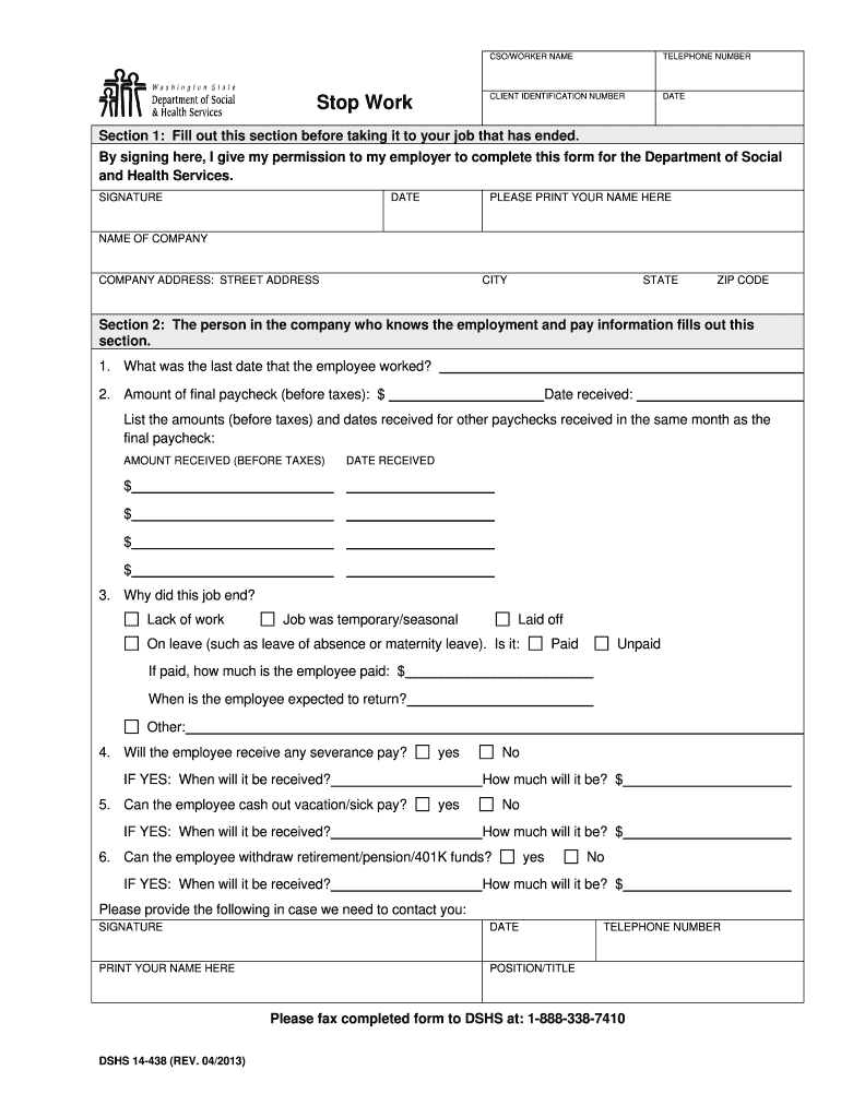  Dshs Stop Work Form 2001-2024