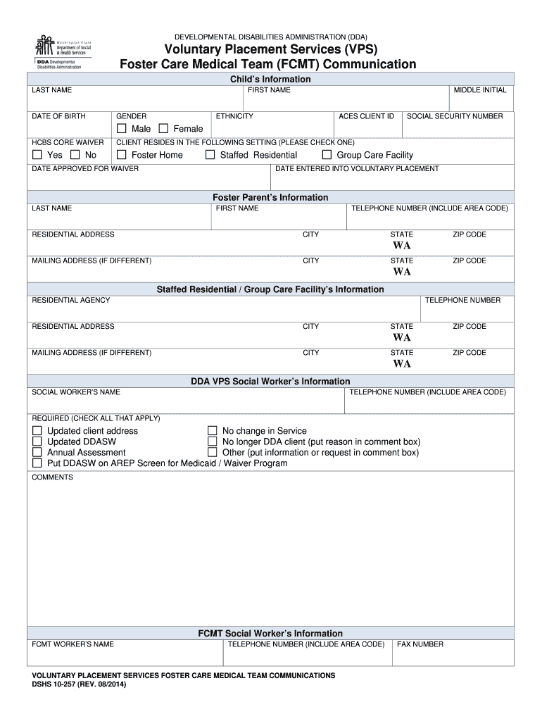 Communication Form  DSHS  Dshs Wa