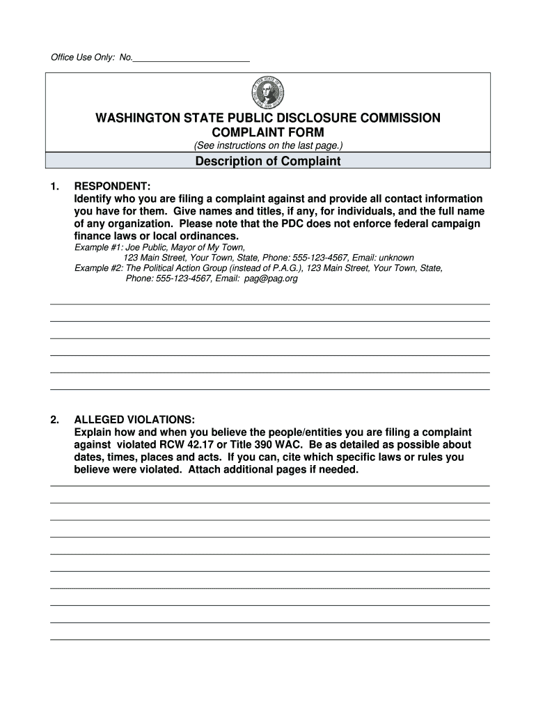 Wa State Pdc Complaint Forms