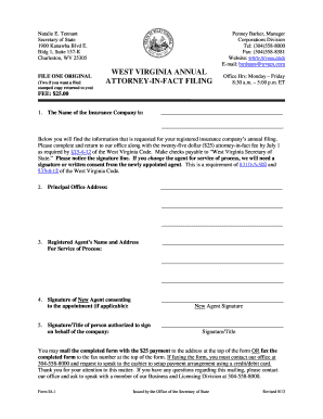 ANNUAL ATTORNEY in FACT FILING Sos Wv  Form