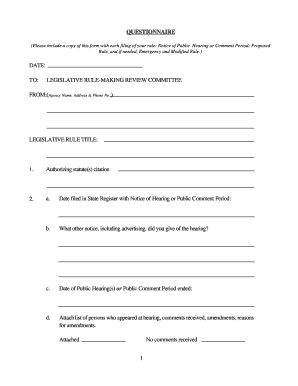 QUESTIONNAIRE FORM LEG RULE Sos Wv