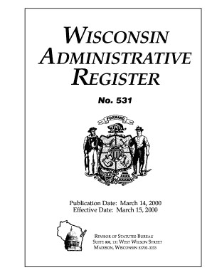 ADMINISTRATIVE REGISTER No Legis Wisconsin  Form