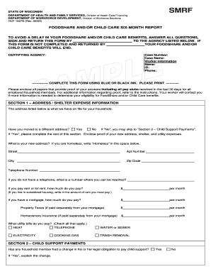 Foodshare 6 Month Review Number  Form