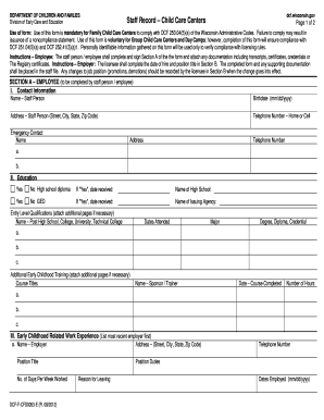 Dcf Staff Record  Form