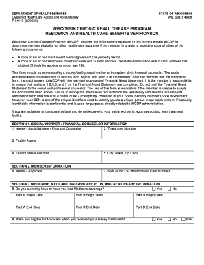 Wisconsin Chronic Renal Disease Program Residency and Health Dhs Wisconsin  Form