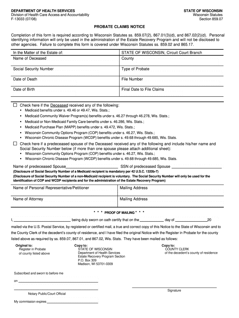  Probate Claims 2008-2024