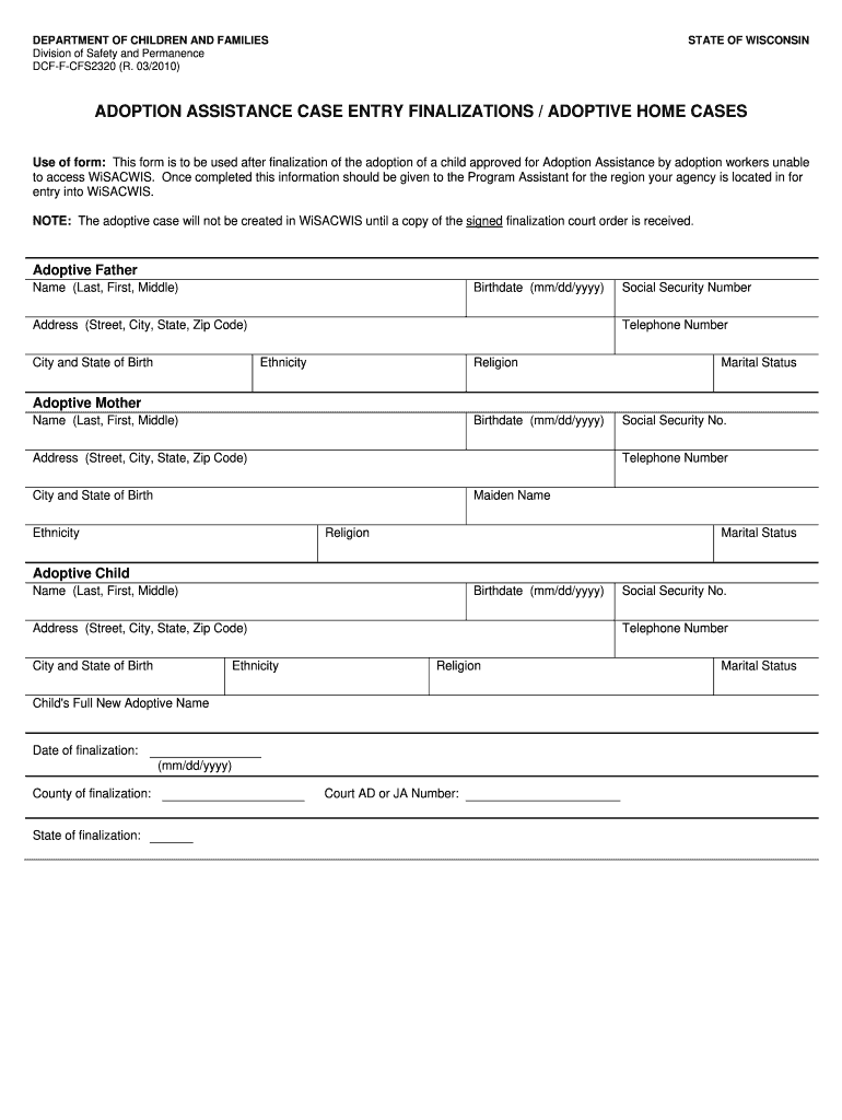 Dcf F Cfs2320  Form