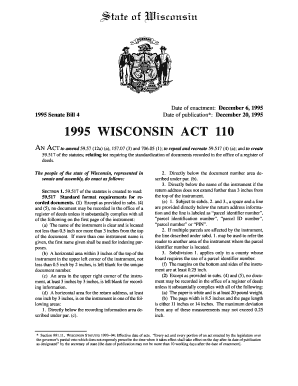 Senate Bill 4 Date of Enactment December 6, Date of Publication* December 20, WISCONSIN ACT 110 an ACT to Amend 59 Docs Legis Wi  Form