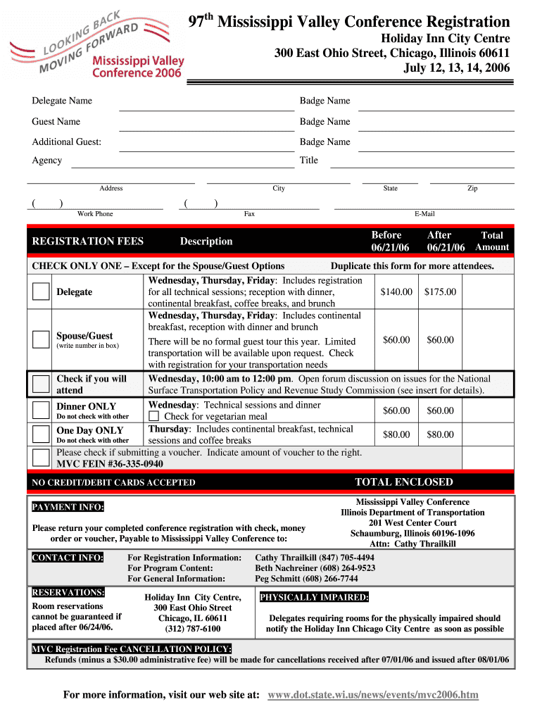 97th Mississippi Valley Conference Registration Form Dot Wisconsin