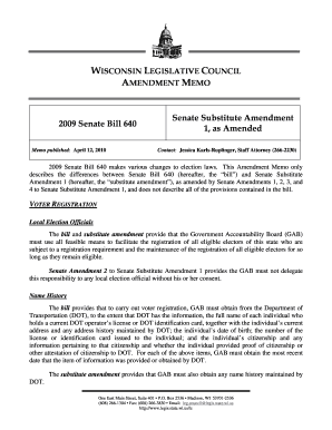 Senate Bill 640 Senate Substitute Amendment 1, as Amended Legis Wisconsin  Form