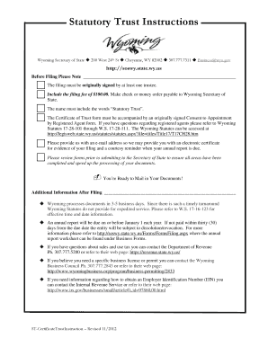 Wyoming Statutory Trust  Form