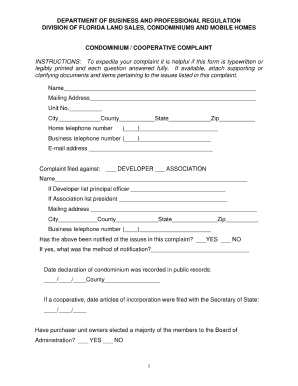 Miami Dade Condo Complaint Form