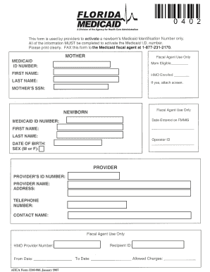 Unborn Activation Form for Florida