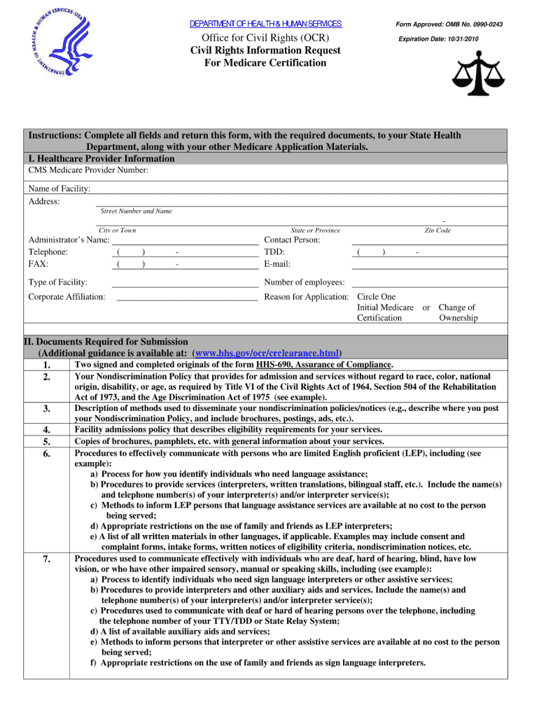 Civil Rights Certification  Form