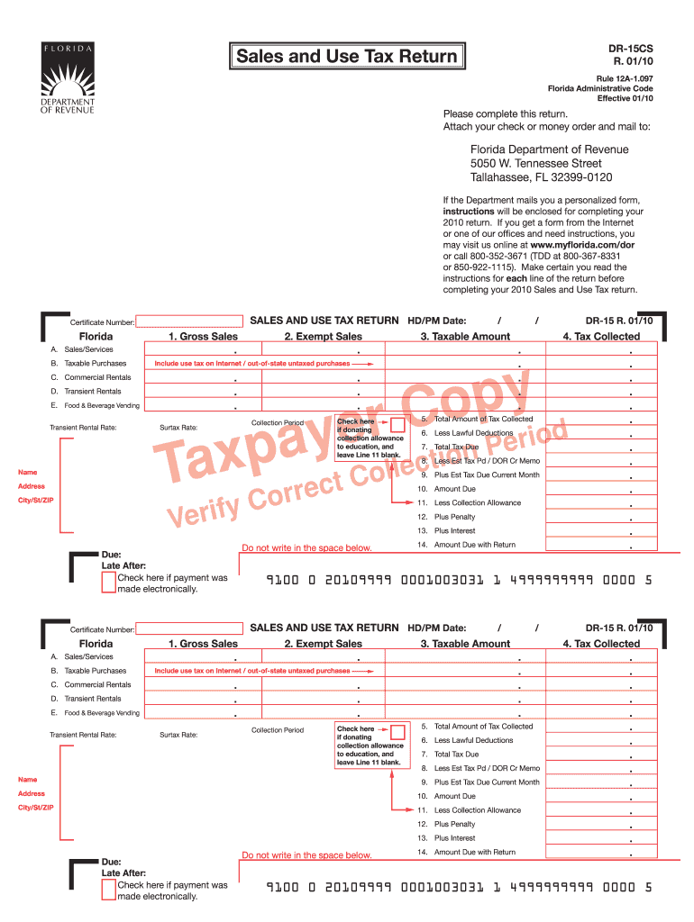  Dr 15 Florida Sales Tax Form 2011