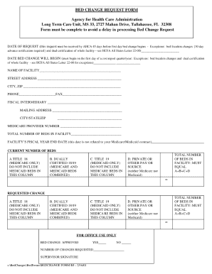  Florida Bed Change Request Form 2001