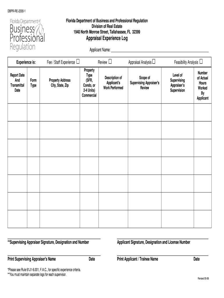 Dbpr Re 2300 Template  Form