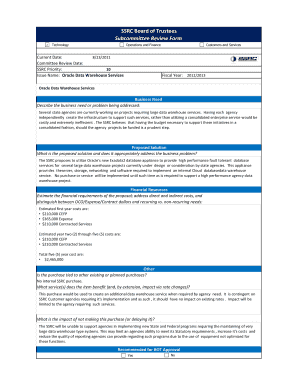 Current Date 8232011 Committee Review Date SSRC Priority 10 Issue Name Oracle Data Warehouse Services  Form