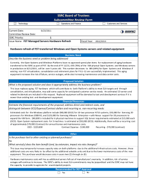 Current Date 8232011 Committee Review Date SSRC Priority 1 Issue Name FST Managed Servers Hardware Refresh  Form