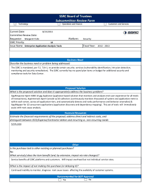 Current Date 8232011 Committee Review Date Requestor Margaret Foltz SSRC Priority 12 Issue Name Enterprise Application Analysis   Form