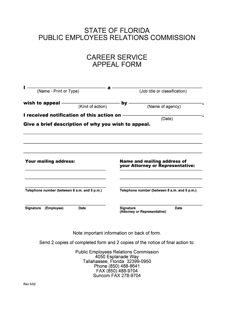 Florida Public Employees Commission Appeal Form