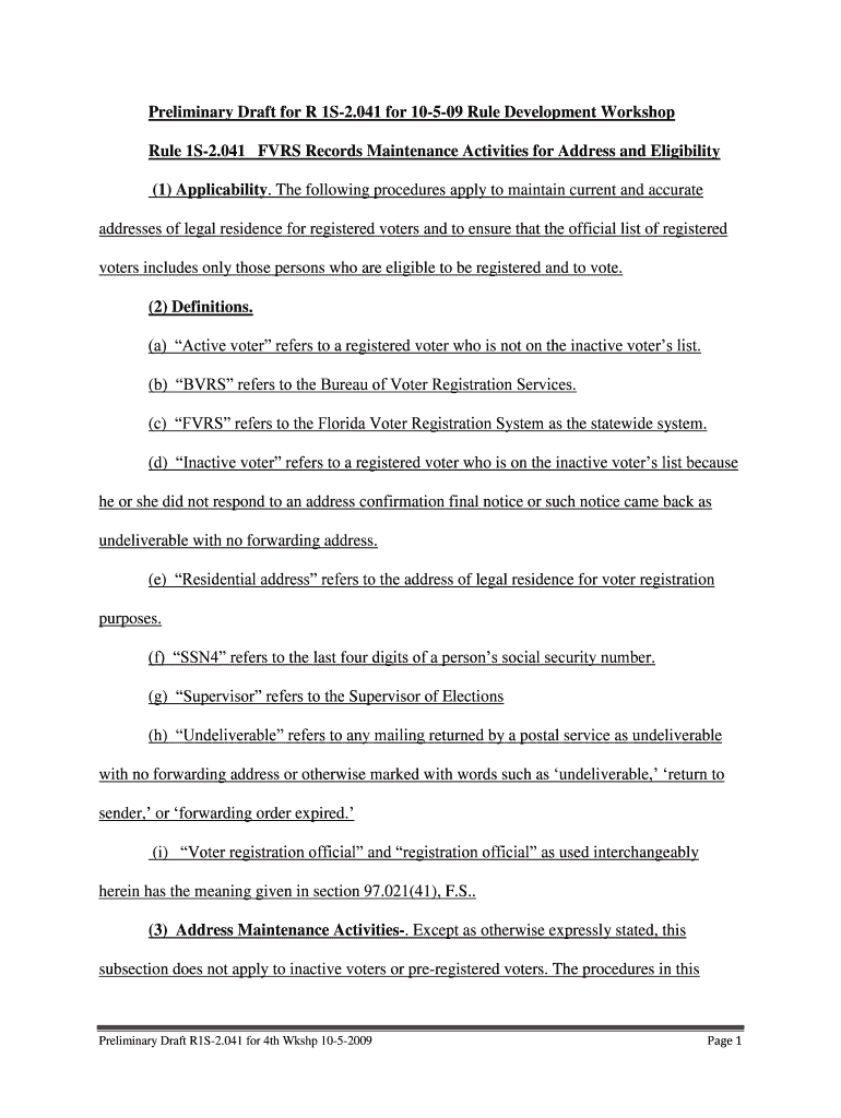 Rule 1S 2 Florida Division of Elections  Form