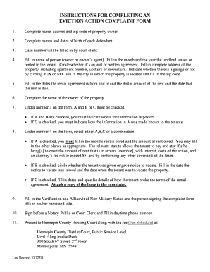 Eviction Action Complaint Form Minnesota