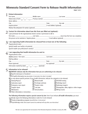 Minnesota Standard Consent Form to Release Health Information