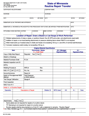 State of Mn Boiler Routine Repair Form