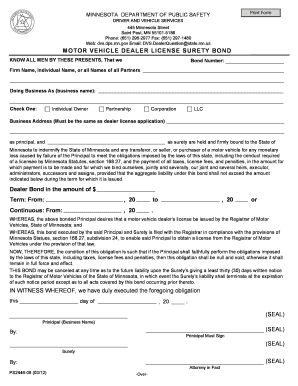 Minnesota Surety Bond Dvs Form