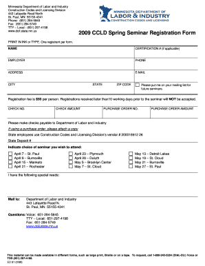 CCLD Spring Seminar Registration Form Minnesota Dli Mn
