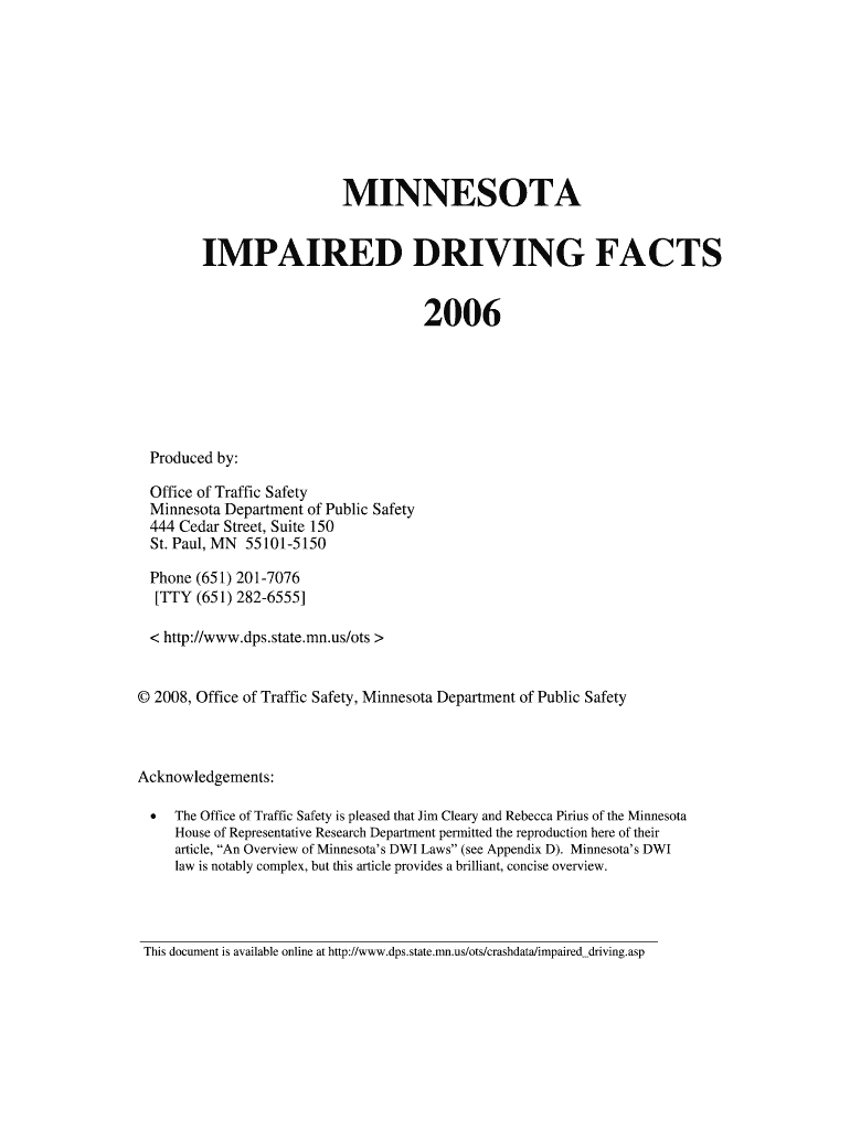 MINNESOTA IMPAIRED DRIVING FACTS Minnesota Dps Mn  Form