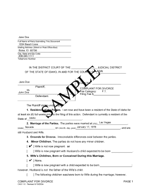Divorce Papers Idaho  Form