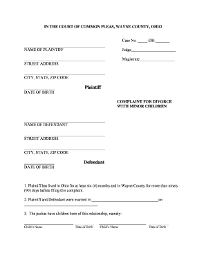 Divorce Papers Ohio Printable  Form