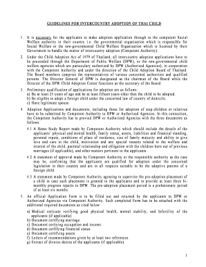 GUIDELINES for INTERCOUNTRY ADOPTION of THAI CHILD 1 Thaigeneralkonsulat  Form