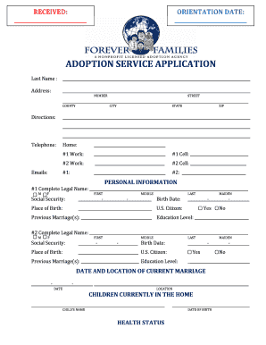 ADOPTION SERVICE APPLICATION Forever Families Forever Families  Form