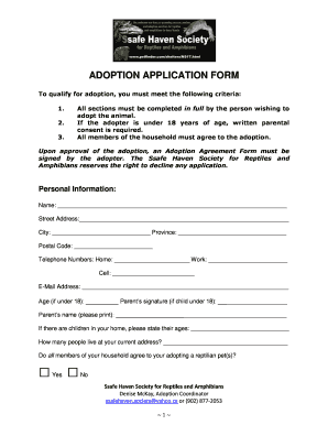 Petfinder Application  Form