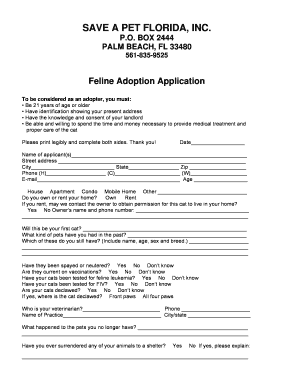 Cat Adoption Application  Form