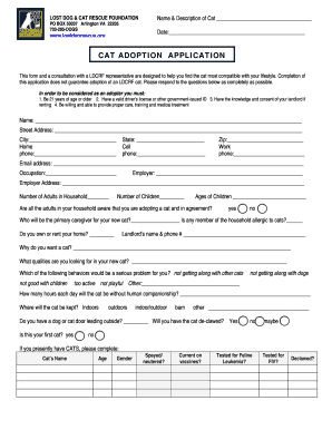 Adoption Application Cats DOC Lostdogrescue  Form