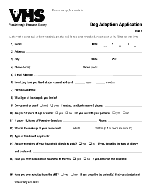 Dog Adoption Application  Form