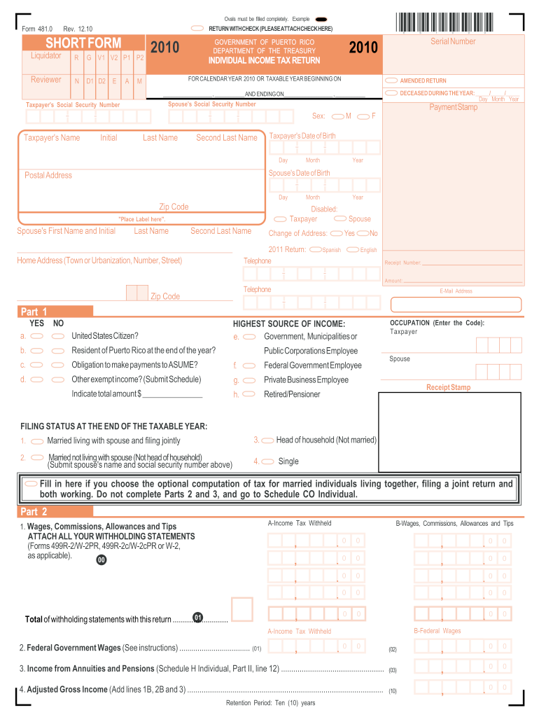  Tax Form 4810 Rev 0110 2010