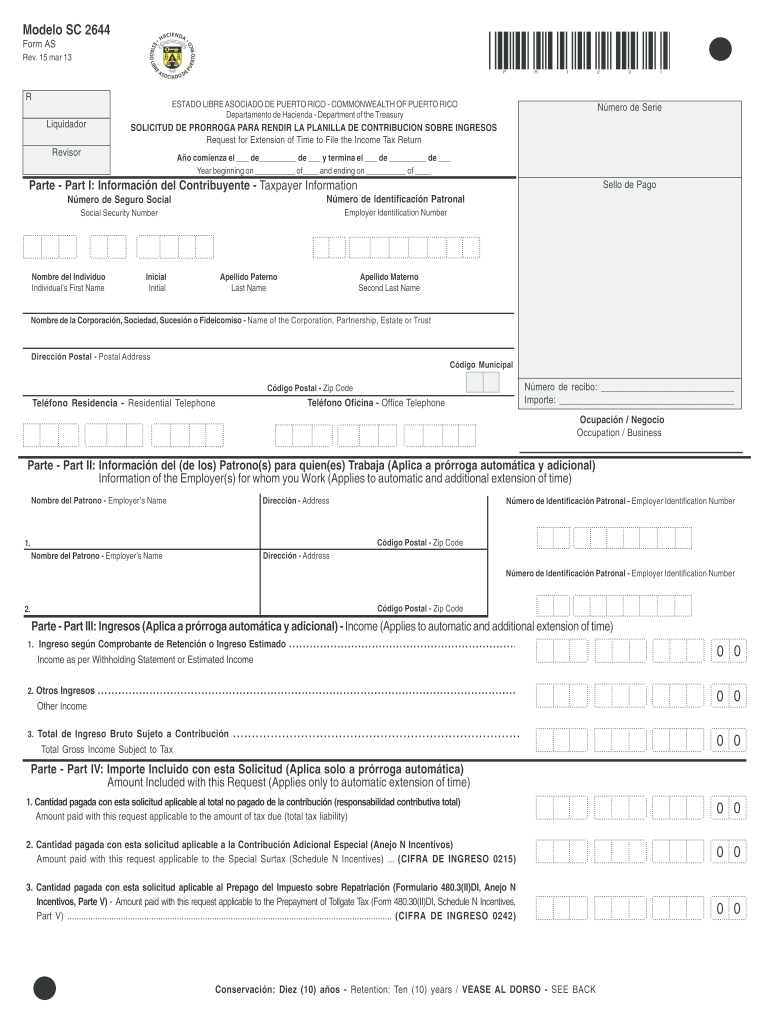  Sc 2644 on Line Hacienda Form 2019-2024