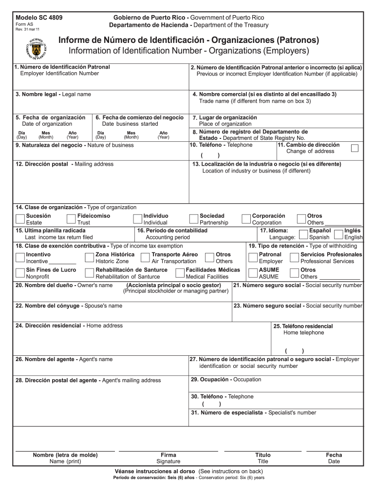 Get and Sign Modelo Sc 4809 Form 2015