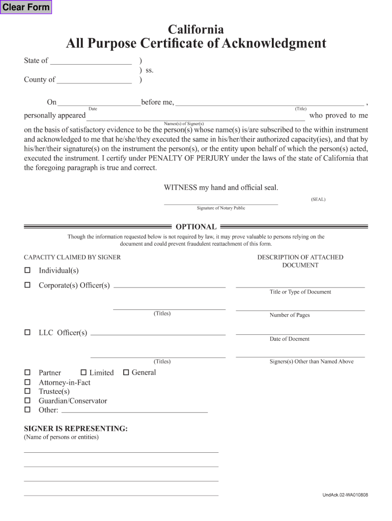 Ca Acknowledgement  Form