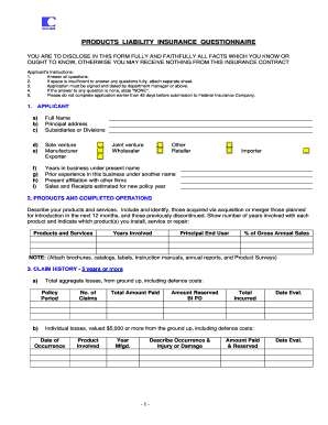Flyers for Insurance and Management Liability Questionnaire  Form
