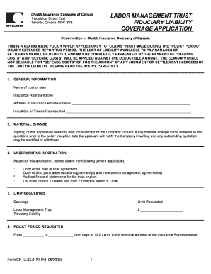 Labor Management Trust Fiduciary Liability Brochure Form