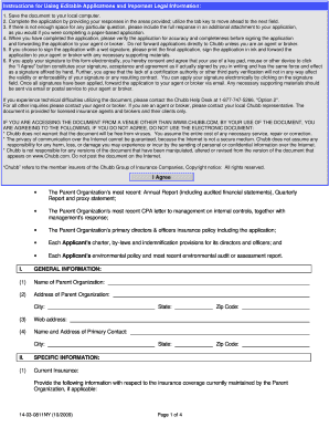 Executive Elite Application New York Chubb Group of Insurance  Form